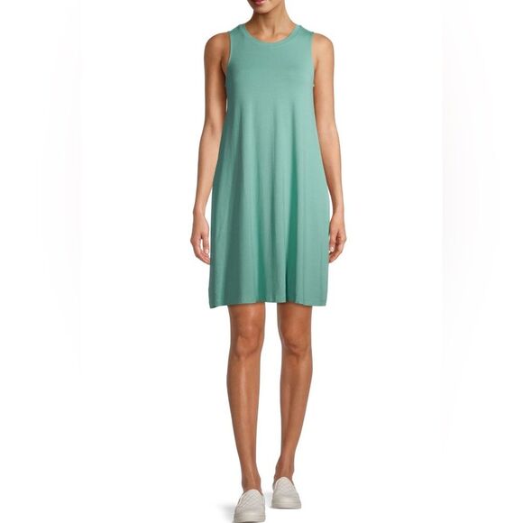 Aqua seafoam green jersey knit swing dress with pockets size small NWT - Picture 1 of 6